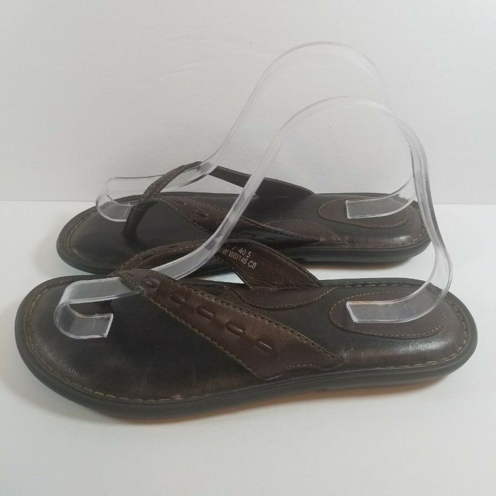 Born Womens US9 EU40.5 Brown Flip Flop Thong Comfort Leather W61146